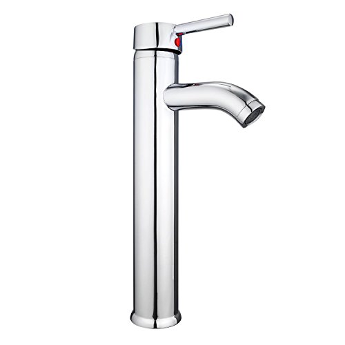 Hapilife Alto Grifos de Lavabo Monomando Cromado Inoxidable Estético con Caño Alto para Baño Grifería Conexión 3/8" Española, 10 Años Garantía [Clase de eficiencia energética A]