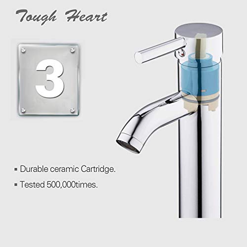 Hapilife Alto Grifos de Lavabo Monomando Cromado Inoxidable Estético con Caño Alto para Baño Grifería Conexión 3/8" Española, 10 Años Garantía [Clase de eficiencia energética A]