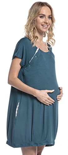 HAPPY MAMA Mujer Camisón de Parto Piel a Piel de Maternidad 097 (Verde Botella, 42-44, L)