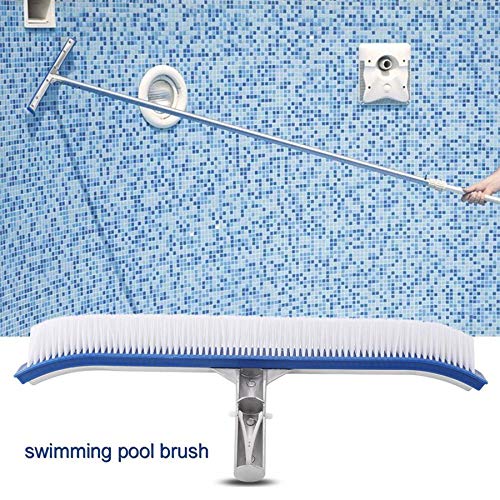 Haude - Cepillo de pared para piscinas al aire libre de 18 pulgadas con mango de aluminio para estanques, spas, piscinas termales, alquiler de algas