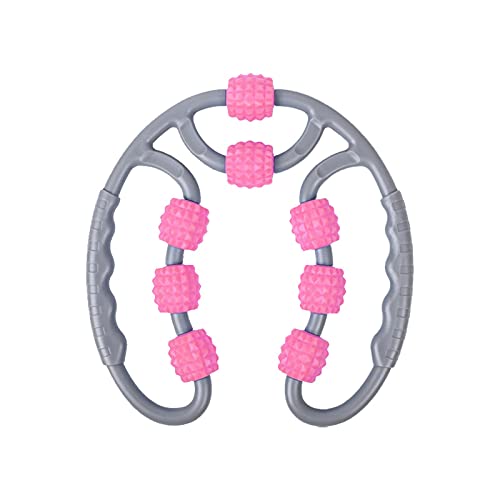 Hengzi Rodillo manual de espuma de masaje muscular celulitis para cuello, hombros, piernas, brazos, espalda, dolor muscular, ejercicio, rosa, 85