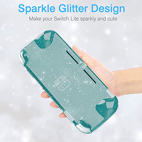 HEYSTOP Carcasa Nintendo Switch Lite, Funda Protectora para Nintendo Switch Lite con Protector de Pantalla para Nintendo Switch Lite Console y Joy Cons con 4 Agarres para el Pulgar, Crystal Glitter
