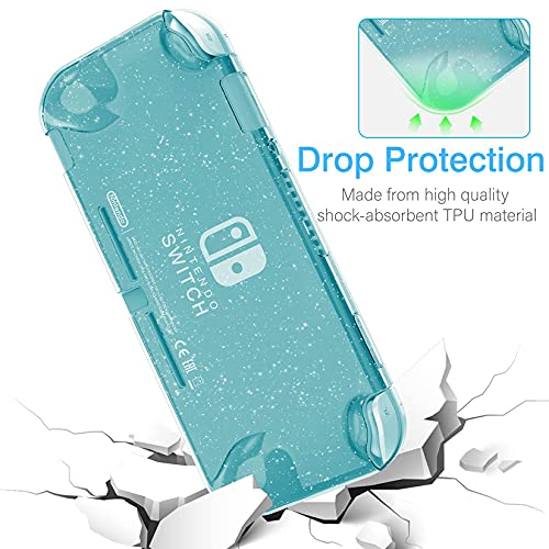 HEYSTOP Carcasa Nintendo Switch Lite, Funda Protectora para Nintendo Switch Lite con Protector de Pantalla para Nintendo Switch Lite Console y Joy Cons con 4 Agarres para el Pulgar, Crystal Glitter