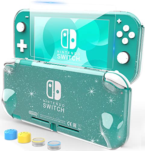 HEYSTOP Carcasa Nintendo Switch Lite, Funda Protectora para Nintendo Switch Lite con Protector de Pantalla para Nintendo Switch Lite Console y Joy Cons con 4 Agarres para el Pulgar, Crystal Glitter
