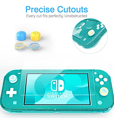 HEYSTOP Carcasa Nintendo Switch Lite, Funda Protectora para Nintendo Switch Lite con Protector de Pantalla para Nintendo Switch Lite Console y Joy Cons con 4 Agarres para el Pulgar, Crystal Glitter