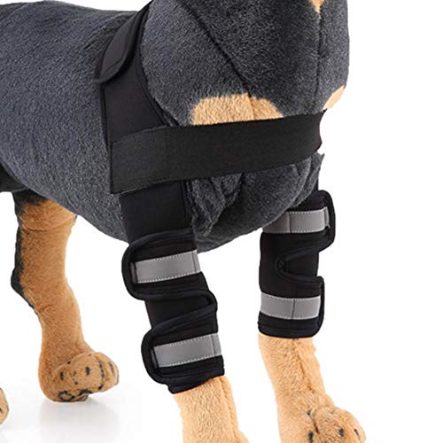 Hffheer Vendaje de Rodilla para Perros Vendaje de protección de la articulación del Tobillo Vendaje de Tobillo de Pierna de Perro Mascota con Correas Reflectantes para Lesiones después de