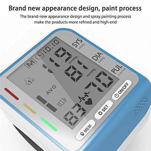 HHYGR Esfigmomanómetro Electrónico Tipo Muñeca Inteligente, Monitor de Presión Arterial Automático, Pantalla Digital LCD, con Indicador de Estado de Presión Arterial de Tres Colores