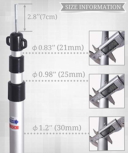 HIKEMAN Bastones para Tienda de campaña, toldo, toldo, Porche, toldo, toldo, toldo, toldo, alquitranado, Aluminio, telescópico Ajustable 90 – 230 cm(Negro)