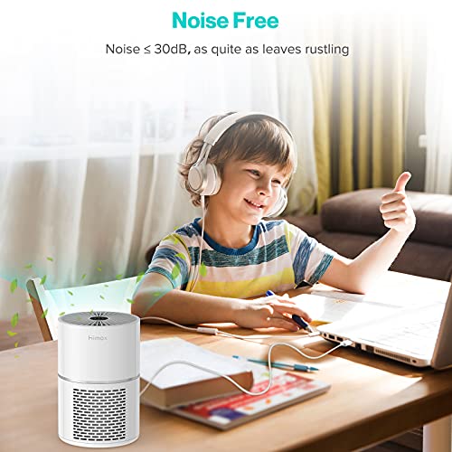 HIMOX Purificador de Aire Compacto con Filtro Hepa, Mini Purificador USB Anión para Oficina Hogar, Hepa Filtra 99.5% Polvos, Alérgenos, Polen y Olor