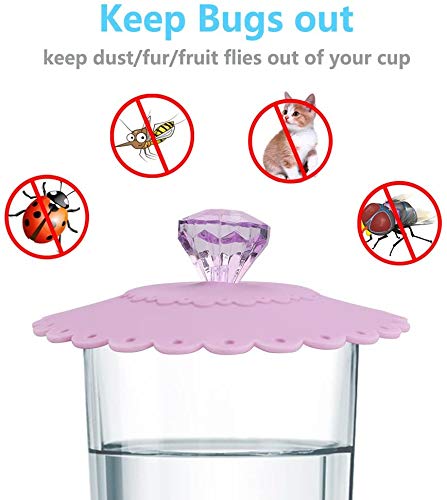 HIQE-FL 8 Piezas de Silicona De Grado Alimentario Tapas, Cubierta de Taza de Antipolvo,Tapas de La Taza de La Bebida del Silicón,Tapas de Silicona para Tazas para Cafe, Vaso