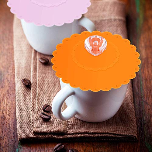 HIQE-FL 8 Piezas de Silicona De Grado Alimentario Tapas, Cubierta de Taza de Antipolvo,Tapas de La Taza de La Bebida del Silicón,Tapas de Silicona para Tazas para Cafe, Vaso
