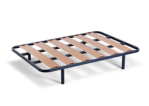 HOGAR24.es-Somier Somieres Lama Ancha Reforzada con Tacos Anti-Ruido y Patas cilíndricas, Tubo 40x30. Fabricación Nacional-135x190cm-PATAS 32CM