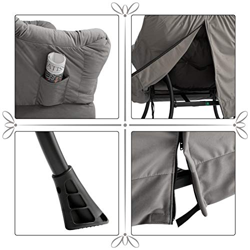 HollyHOME Sillon Relax Silla, Perezosa Sillón Relax con Reposabrazos y Tela de Terciopelo, Sillón Sofá con Estructura de Acero, Gris Oscuro
