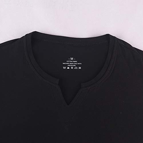 Hombres Manga Larga/Corta Camiseta fornida Ajustado Casual Algodón Cuello Pico Camisetas Básicas Talla M