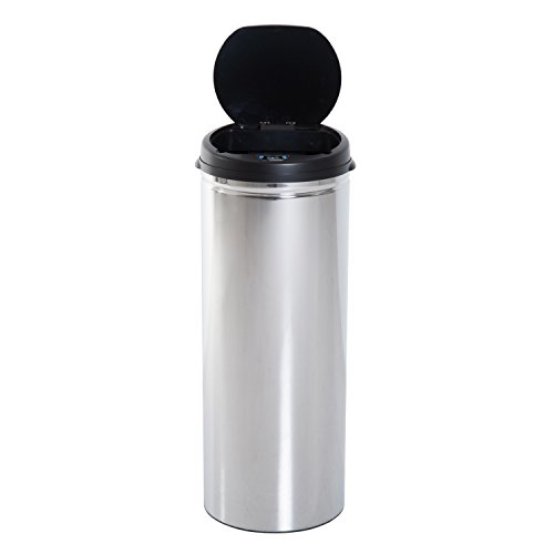 HOMCOM Contenedor Papelera Cubo Basura 40L con Sensor Detector Movimiento automático Acero Inoxidable (Varios tamaños)