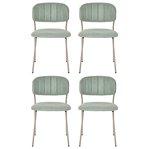 HOMCOM Juego de 4 Sillas de Comedor Apilables con Patas de Metal Estilo Moderno Nórdico para Cocina Bar Restaurante Carga Máx. 100 kg 49,5x55x81 cm Verde