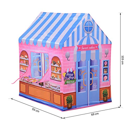 HOMCOM Tienda de Juego de Niños Dulcería para Jugar Zona Infantil Educativo Estable Fácil de Montar Regalo para Niños 93x69 x103cm Rosado