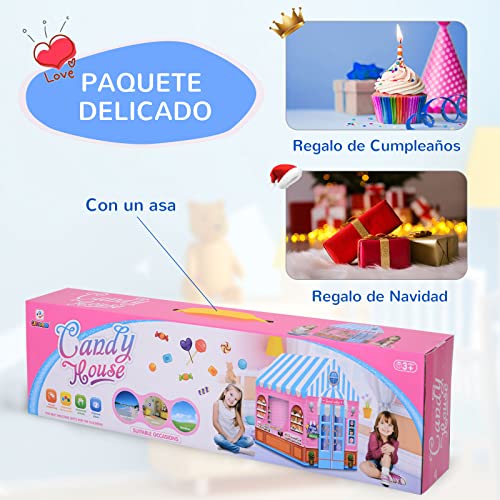 HOMCOM Tienda de Juego de Niños Dulcería para Jugar Zona Infantil Educativo Estable Fácil de Montar Regalo para Niños 93x69 x103cm Rosado