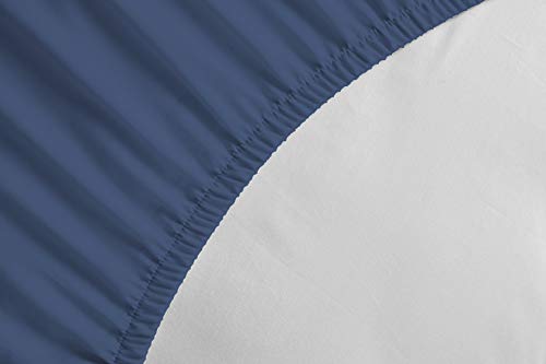 Home Linge Passion - Sábana Bajera Ajustable (100% algodón, 57 Hilos, 90 x 190 cm), Color Azul
