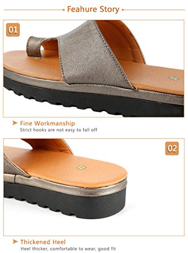 horen Sandalias Correctivas Sandalias Correctoras de Juanetes Ortopédicos Zapatos de Cuero de Pu para Mujer Zapatos de Corrección de Punta Gruesa Casual para Mujer de Fondo Grueso