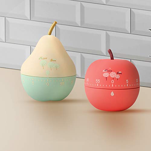 Hrbtag Temporizador Manual Cocina, Temporizador de Cocina Mecánico 360 Grados Temporizador de Cocina de Frutas Temporizadores de Manzana Lindo für Schlafende Erinnerungsuhren Küchenhelfer (Rojo)
