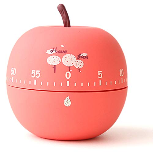 Hrbtag Temporizador Manual Cocina, Temporizador de Cocina Mecánico 360 Grados Temporizador de Cocina de Frutas Temporizadores de Manzana Lindo für Schlafende Erinnerungsuhren Küchenhelfer (Rojo)