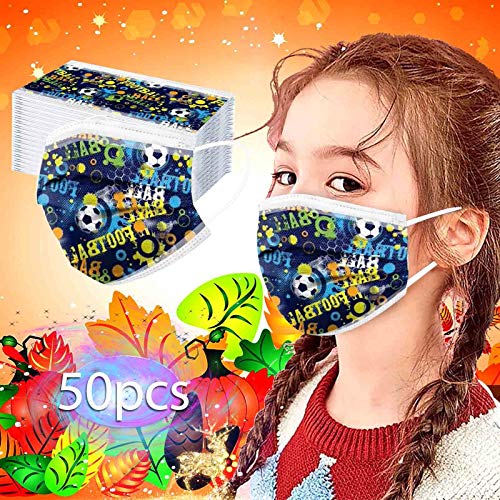 huelufi 50PC Niños Infantil para mascarillas, Infantiles Colores desechable para mascarilla 3 Capas Surtidos,Dibujos Animados para Actividades Aire Libre, Patrón Escuela, Fiesta (B14)