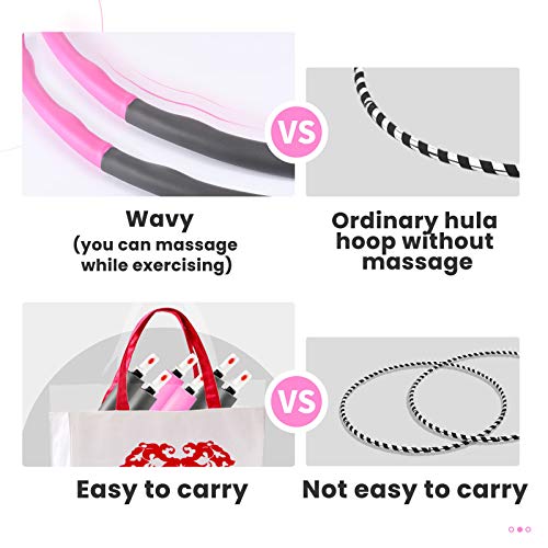 Hula Hoop, Professional Hula Hoop Adultos Fitness, Hoola Hoop para Adultos Ajustable y Extraíble, Hula Hoop de Fitness para pérdida de Peso para Fitness, Gimnasia, Juegos de Interior y Exterior
