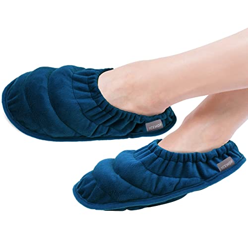 ICEHOF Calcetines térmicos con semillas de lino y lavanda - Zapatillas de estar por casa calentables en microondas - Calcetines térmicos para pies calientes