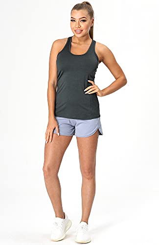 icyzone Camiseta de Tirantes Fitness Deportiva Mujer (XL, Azul Ombre)