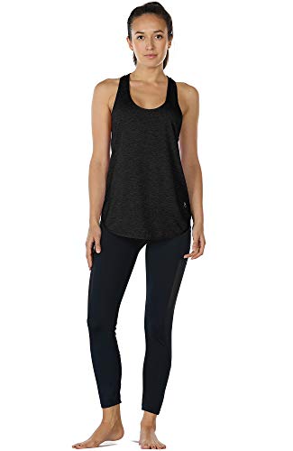 icyzone Camiseta sin Mangas de Fitness para Mujer Racerback Chaleco Deportivo, Pack de 2 (M, Negro/Mezclilla)