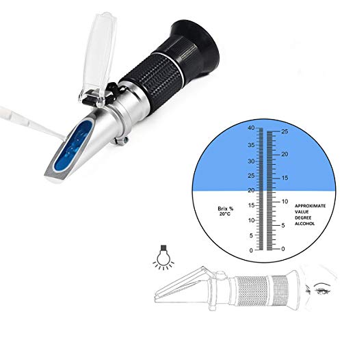 iitrust Enólogo Refractómetro con ATC (Azúcar: 0-40%, Alcohol: 0-25%) para Viticultor para Medir el Contenido de Azúcar y Alcohol en el Jugo de UVA Original