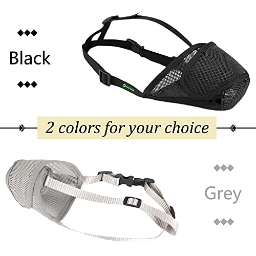 ILEPARK Bozal para Perros de Malla de Nylon con Correa Encima de la Cabeza para Perros Pequeños, Medianos y Grandes - Evita Morder, Ladrar y Masticar (M,Negro)