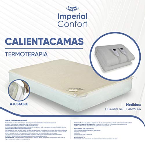 Imperial Confort - Calienta camas eléctrico de 5 temperaturas - Ajustable al colchón, tamaño individual