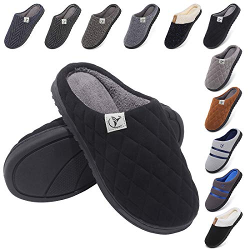 incarpo Zapatillas Casa Hombre Antideslizante de Interior y Exterior Pantuflas Vellón de Coral Cálido y Confortable Zapatillas,Negro,42/43 EU