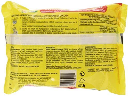 Indomie Fideos instantáneos con pollo al curry paquete de 40 x 80 gr 0.08 ml - Pack de 40