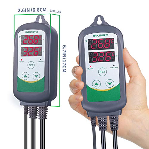 Inkbird ITC-308 WiFi Termostato Digital 220V, App Control Remoto la Temperatura Rango de Calentador y Enfriador para Acuarios, Cerveza Casera, Planta de Invernadero, Eclosión de Animales