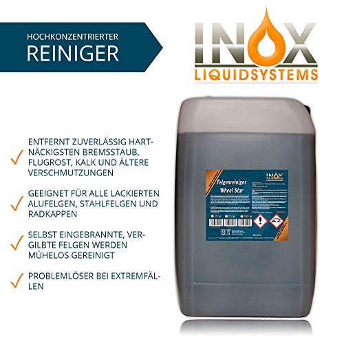 INOX® Limpiador de llantas Concentrado, 2 x 25L - para llantas de aluminio y acero que elimina la suciedad pesada como el óxido y el polvo de los frenos