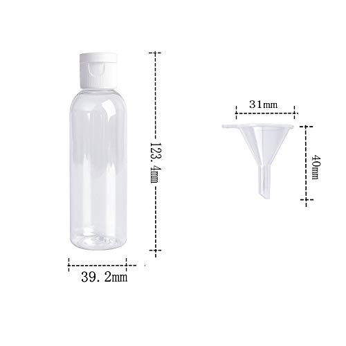 integrity.1 Botellas de Viaje Transparentes, Artículos de Tocador Embotellados, Botella Plástica de Cosmético de Champú,（ 100 ml）, con 2 Mini Embudos (6 Botellas)
