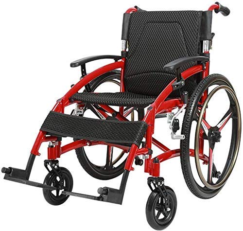 IREANJ Ruedas de aleación de Aluminio con Silla de Ruedas for los Ancianos, discapacitados Plegable de la Carretilla Scooter, Adaptada for minusválidos, los Ancianos Anciano