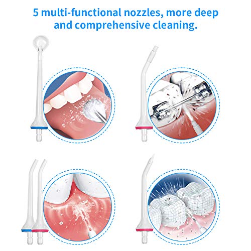 Irrigador bucal inalámbrico recargable Flosser de agua, limpiador dental de limpieza profunda para el cuidado de los dientes, impermeable portátil de 3 modos con tanque de agua desmontable de 300 ml