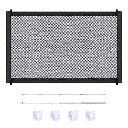 ISIYINER Puerta Mágica para Perros, Barrera Seguridad Perros Plegable y Portátil Puerta mágica para Mascotas Negro 110 ×72cm