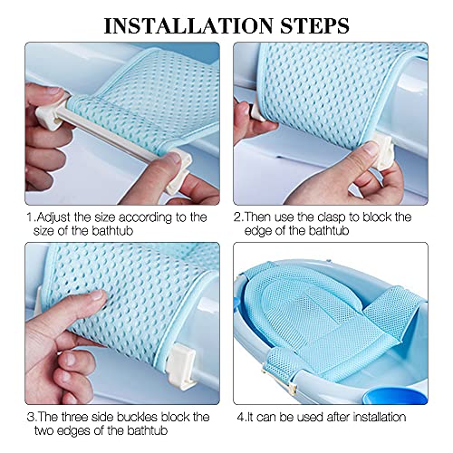 IWILCS Plegable Baño Bañera Almohadilla Bebé Soporte Para El Baño Bebé con Red para Bebés 0-36 Meses (Azul)