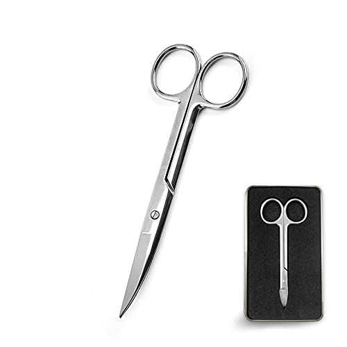 iZhuoKe Tijeras Para UñAs,Tijera Para CutíCulas,Tijeras Para UñAs Extra Afiladas Con Filo Curvo, Para UñAs De Las Manos Y Los Pies Vello Facial Y Para PestañAs,W/Metal Box