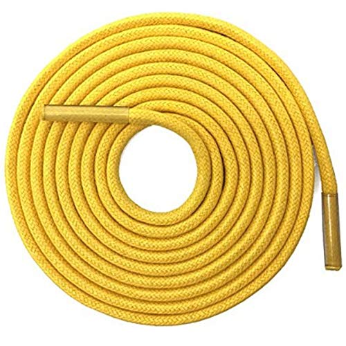 Jacky's Cordones de cuero encerados, redondos y gruesos, lisos y gruesos, para zapatos de cera, cordones de cuerda para botas ordinarias (color: 11 amarillo brillante, tamaño: 100 cm)