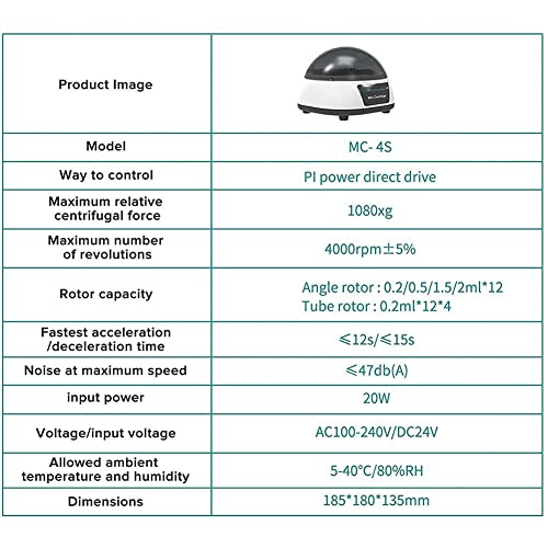 JHshop Máquina Centrífuga Eléctrica, Centrífuga de Escritorio de Baja Velocidad de 4000r / Min, Nueva Centrífuga de Laboratorio con 12 Rotores