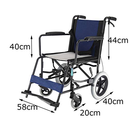 JINBAO Silla De Ruedas Plegable Modelo para Discapacitados Ortopédicos Y Ancianos con Palanca De Freno Manual Reposapiés Y Reposabrazos Móvil Asiento Negro Ultraligero