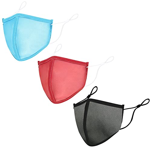 JINGYUA 3 mascarillas de malla transpirable con diseño de hilo de malla para la boca, lavables, para niños, adolescentes y adultos, Adultos., Talla única