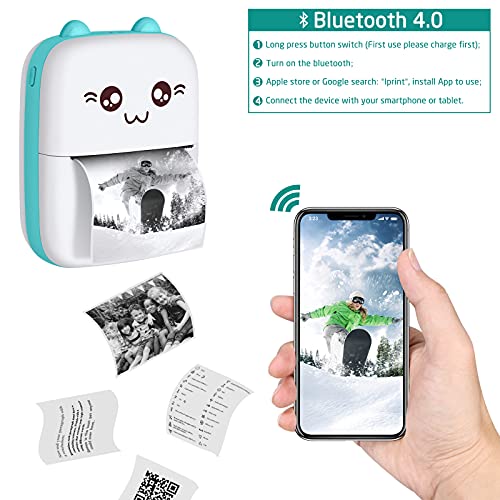 Jooheli Mini Impresora para Movil, Impresora Portátil Mini Impresora Bluetooth Impresora Termica Imagen Foto Etiqueta Nota Impresora de Papel de recibo para Teléfono Móvil Android iOS
