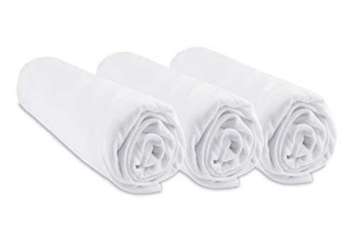 Juego de 3 sábanas bajeras de bambú para Cuna de 60 x 120 cm, Color Blanco (Marca Easy Dort)
